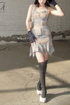 RUI segment dyeing lit low -waist short skirt RSS23KN05 dawn yellow and blue gradient
